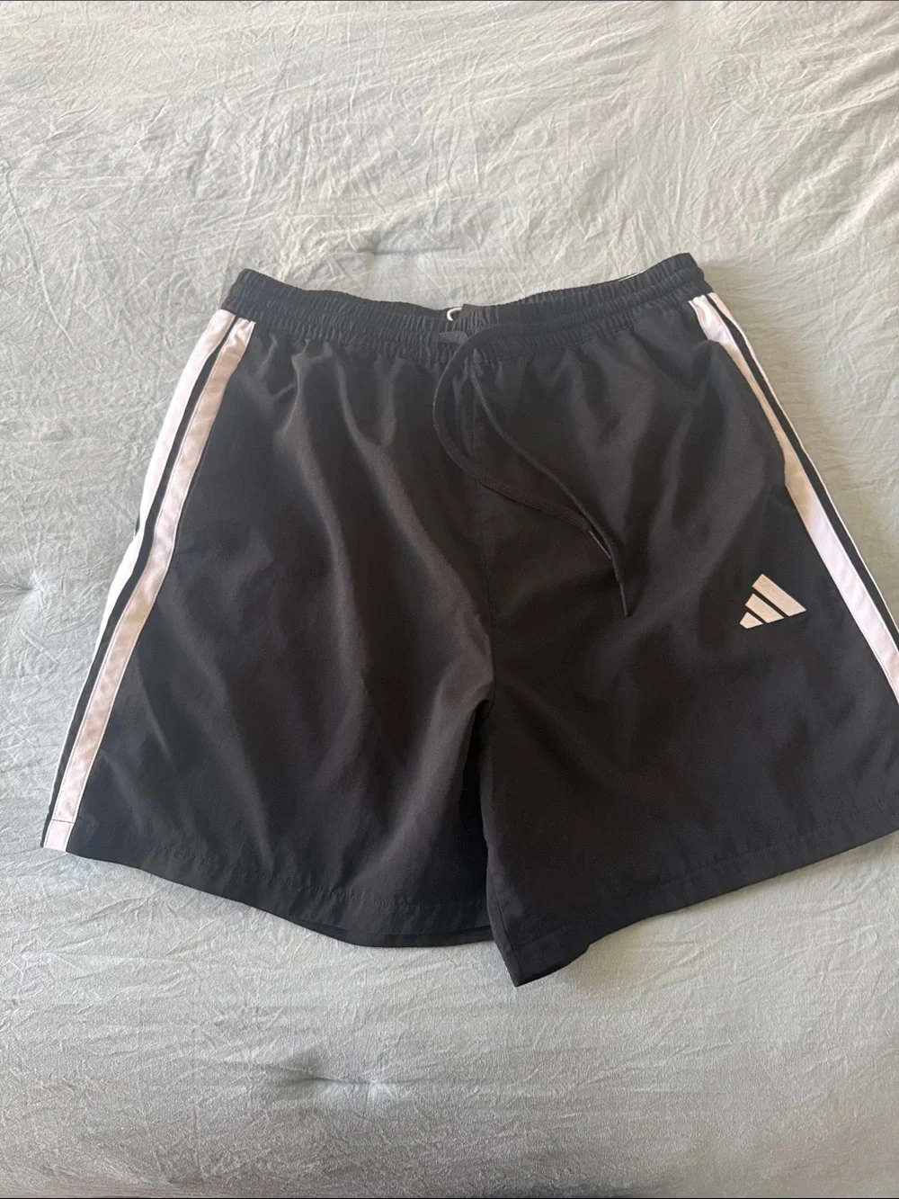 Men's Black Athletic Shorts with White Side Stripes